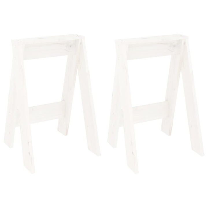 Комплект табуретки vidaXL, 2 бр, Бели, 40x40x60 см, Борово дърво масив, 4.7 Kg