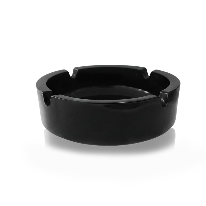 Uniglass Selena fekete üveg kerek hamutartó