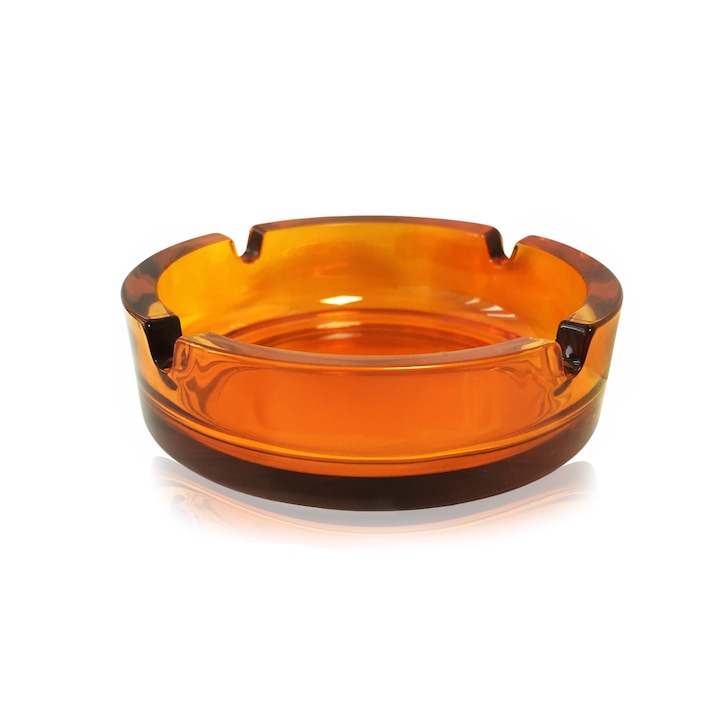 Scrumiera rotunda din sticla portocaliu Selena