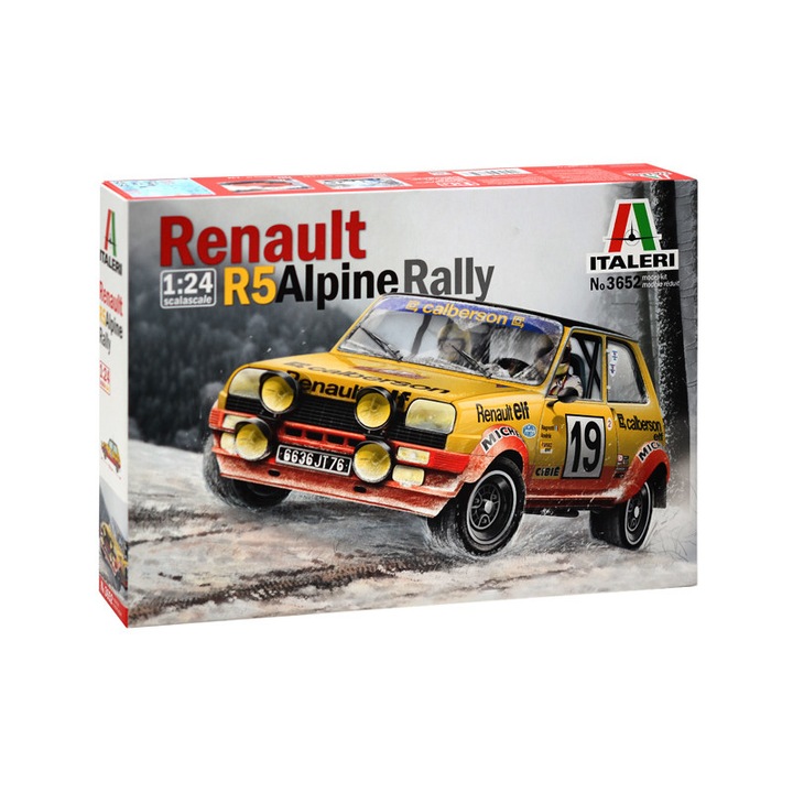 Kit de construit auto Renault R5 Alpine Rally, Lungime 16.7 cm, Scara 1:24, 14+