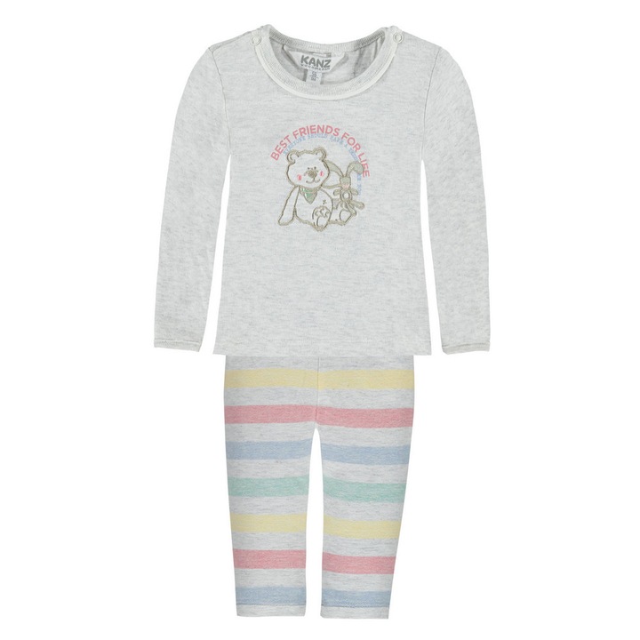 Комплект от блуза и панталон за момиче, Kanz, Памук, Сив/Многоцветен, Сив/Многоцветен