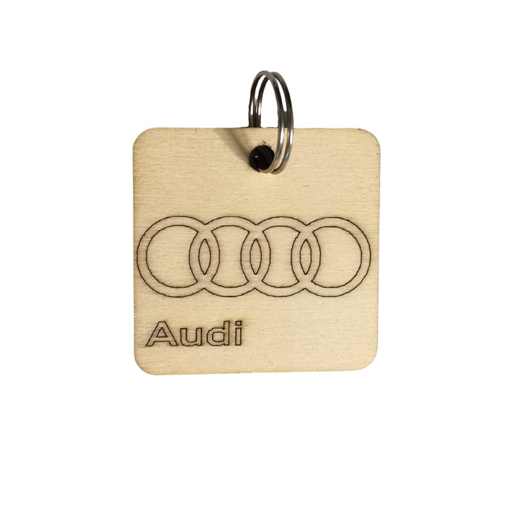Ключодържател Audi, за кола, ключ за мотоциклет, 5 см, дървен