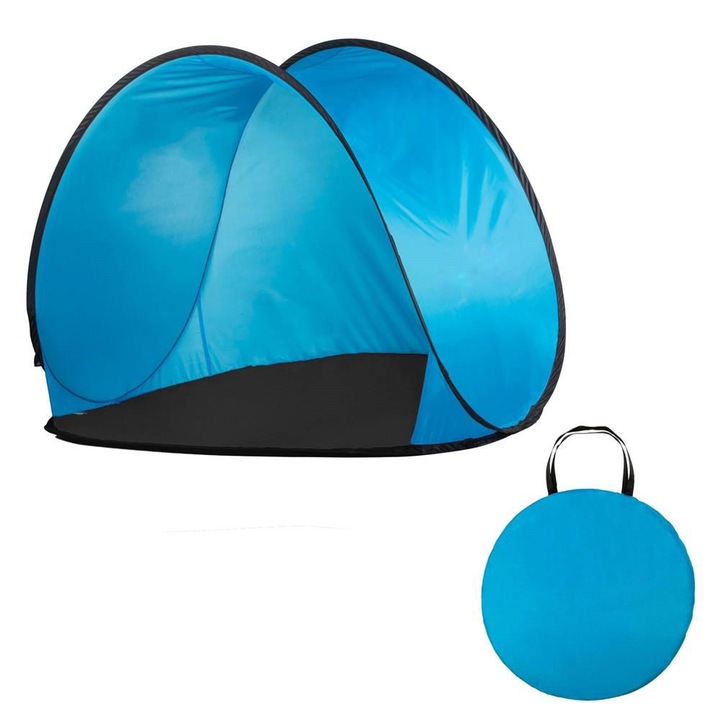 Cort plaja si picnic semi-deschis Sersimo, protectie UV, 150x90x90cm, albastru negru