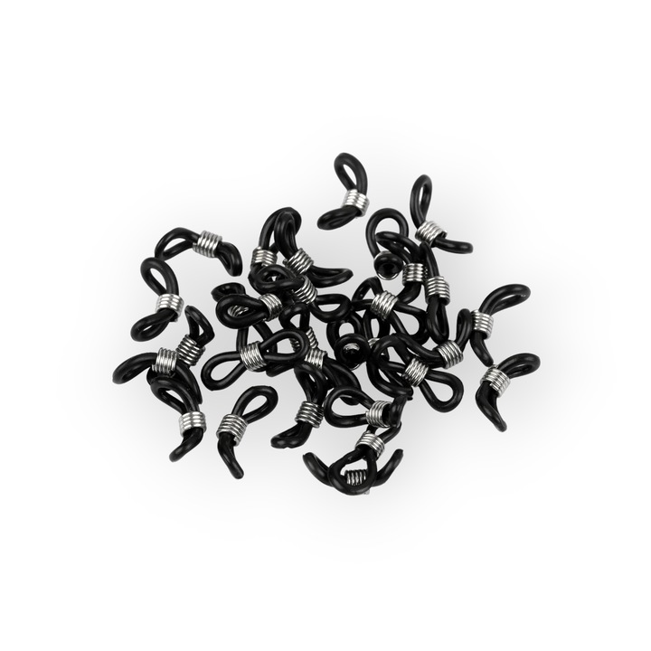 10 db-os szilikon klipsz készlet szemüveghez 20 mm Fekete ezüst