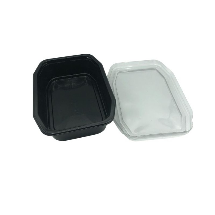 Caserola PP octagonala baza neagra cu capac transparent 1 comp 360buc, Practic Online