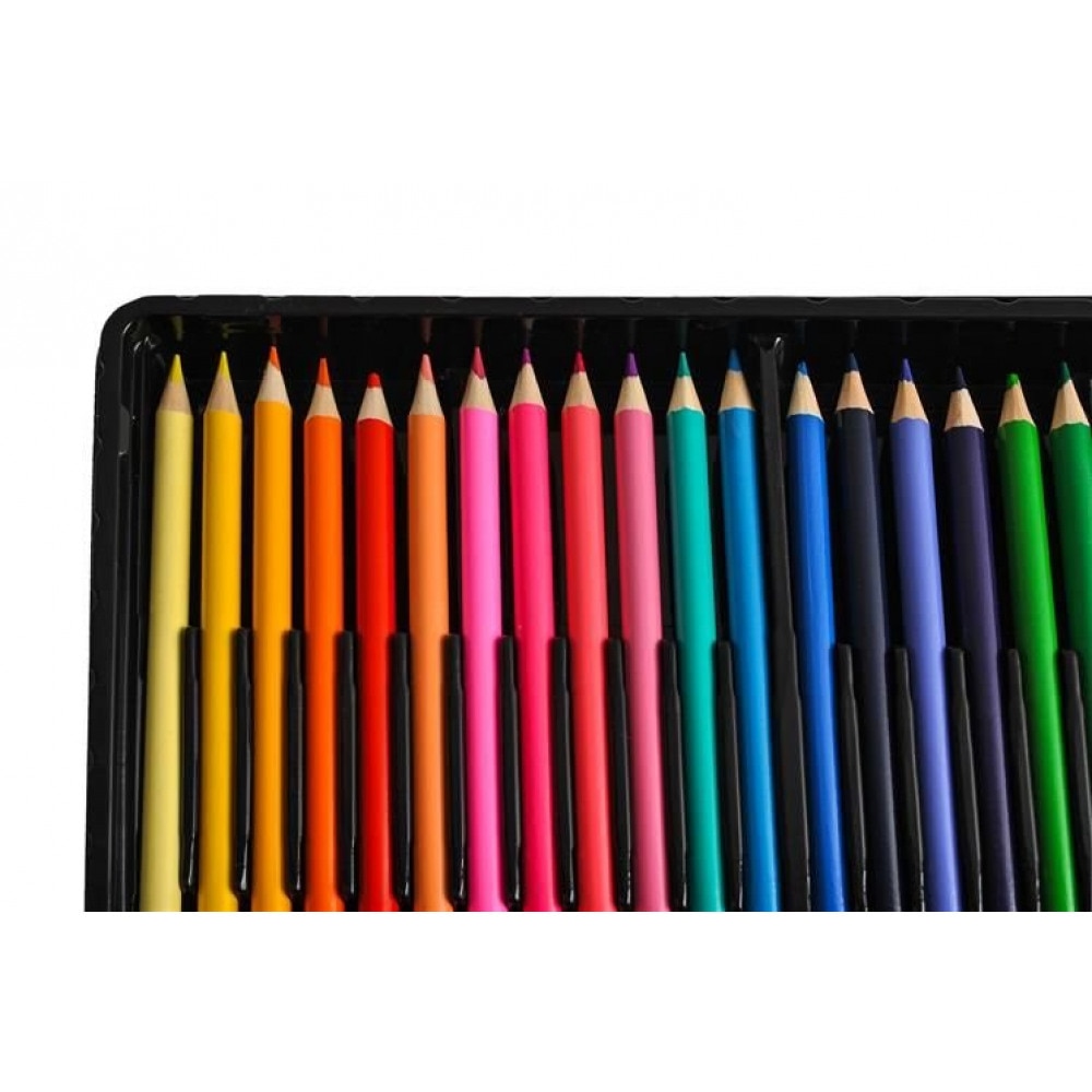 KINSPORY 150 Pcs Portable Inspiration & Creativity Coloring Art Set Painting & Drawing Supplies Kit, Markers, Crayons, Colour Pencils - Black