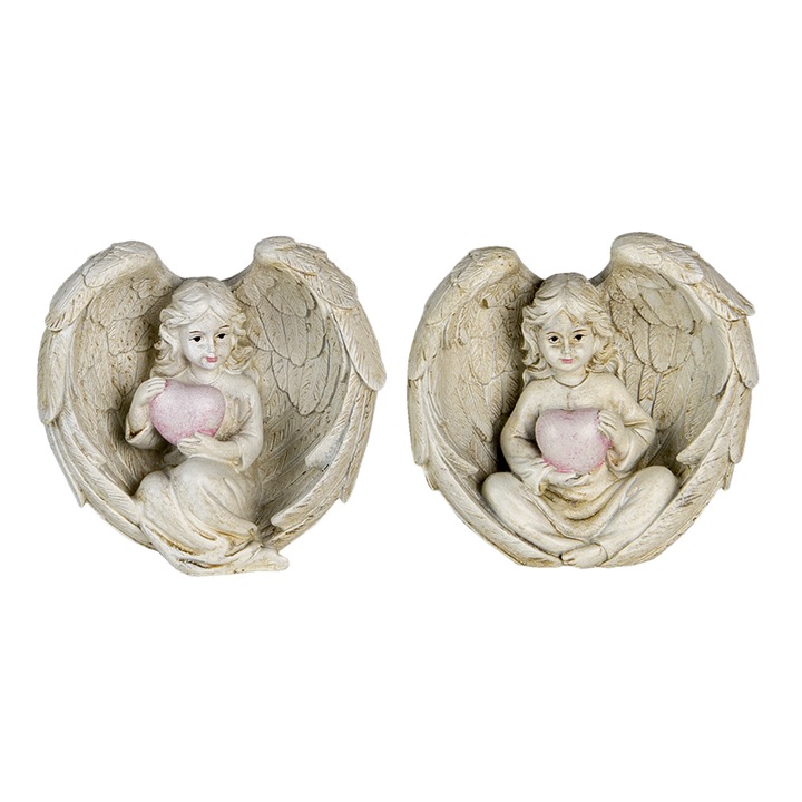 2 db szürke polirezin figurából álló készlet Angels 10x6x10 cm