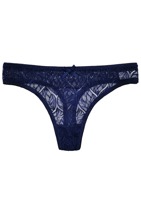 Chiloti tanga cu dantela si fundita 87416bleumarin 78839, Bleumarin