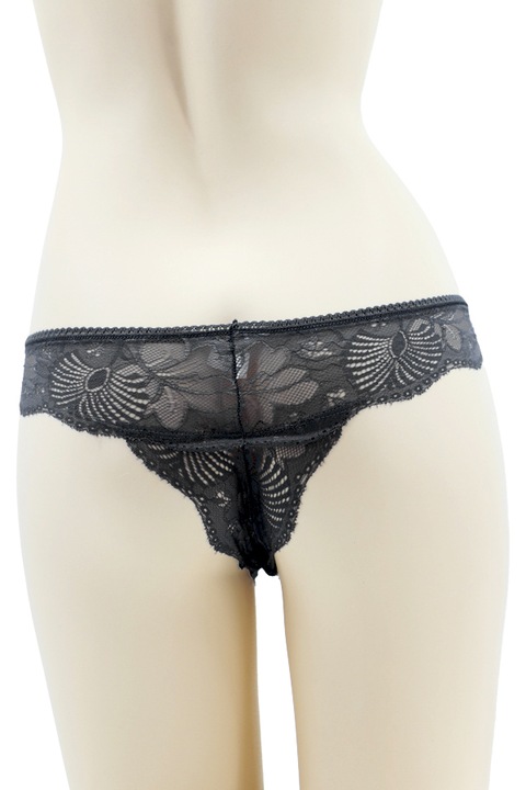 Chiloti brazilieni cu dantela si fundita 89426negru 78860, Negru
