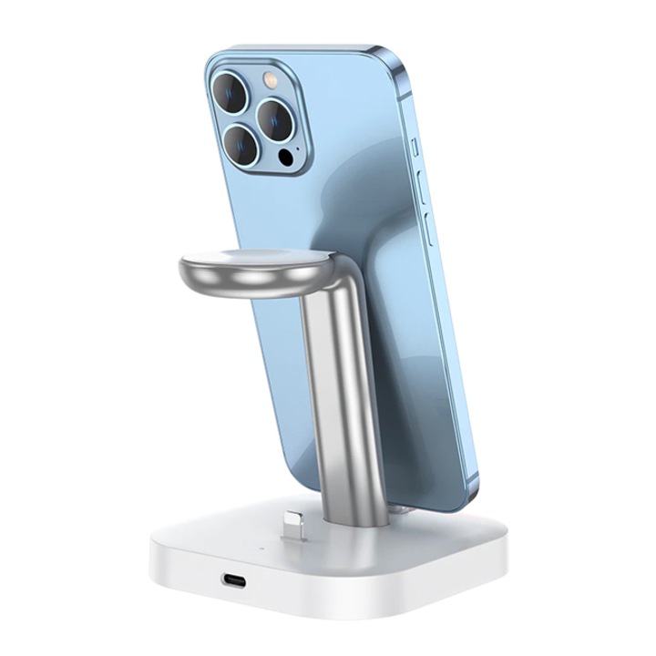3 az 1-ben töltőállomás iPhone-hoz, iWatchhoz és AirPodokhoz, Gyorstöltés, Fehér, Hoco CW43