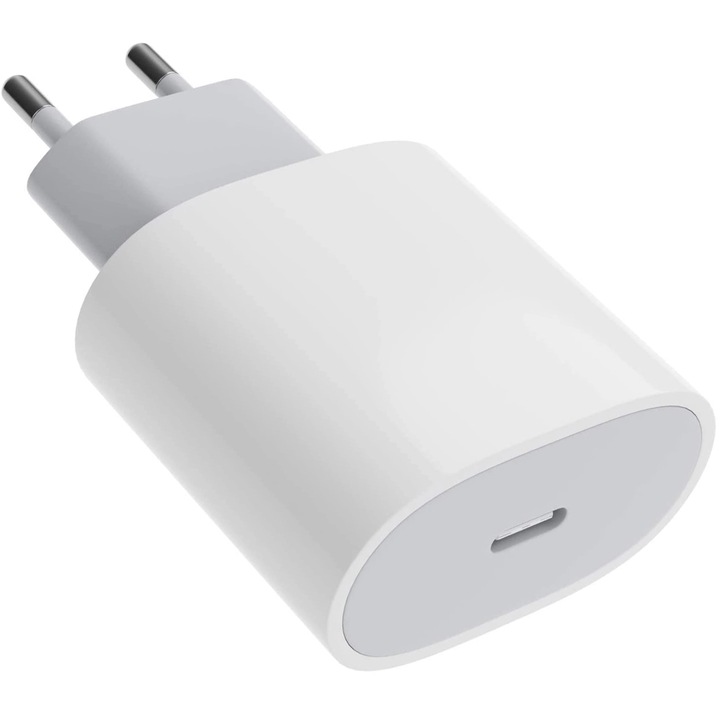 Зарядно устройство, съвместимо с iPhone, Fast Charge 20W, Type-C, бяло