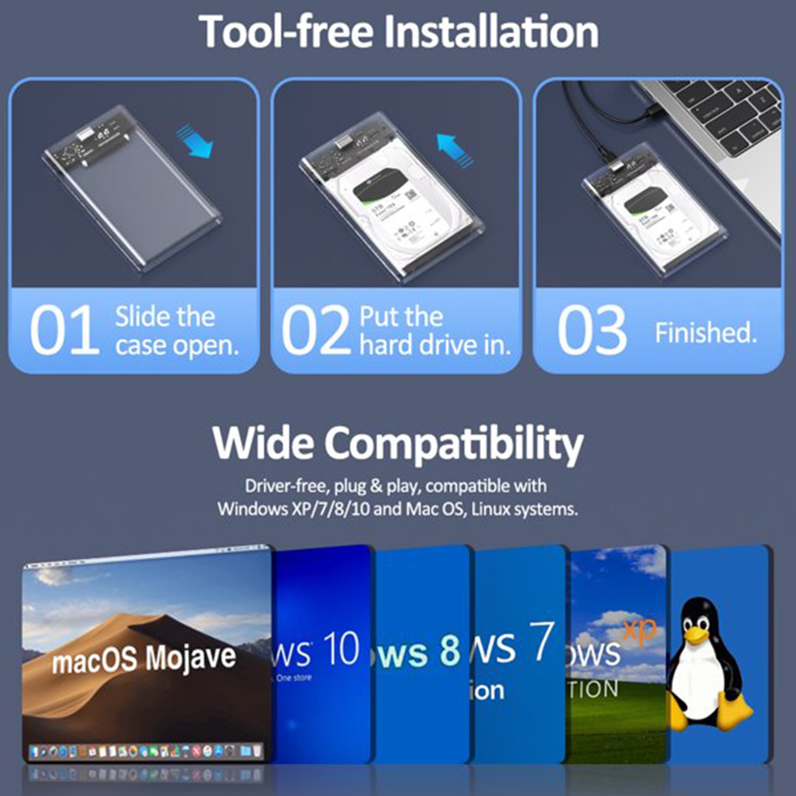 BOONA Borsa Per HDD Esterna Portatile Da 2,5 Pollici Borsa Per Disco Rigido USB Esterno Custodia Per Cavo USB Custodia Per Disco Rigido Tascabile - Foto 3