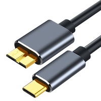 Cablu hard disk, Darklove, USB-C/Micro-B 3.0, Porturi placate cu aur, Ecranare dubla, Incarcare rapida, Rata de transmisie este de pana la 5 Gbps, potrivita pentru hard disk-uri externe, Laptop, Smartphone,1.5m, Negru