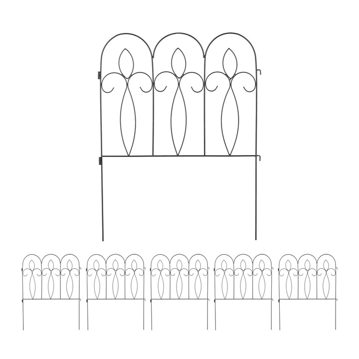 Gard de gradina decorativ, 6 piese, din metal, 81 x 63 x 1 cm
