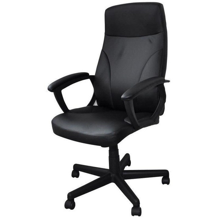 Офис стол OFFICE Продукти "Крета", ергономичен, еко кожа, черен