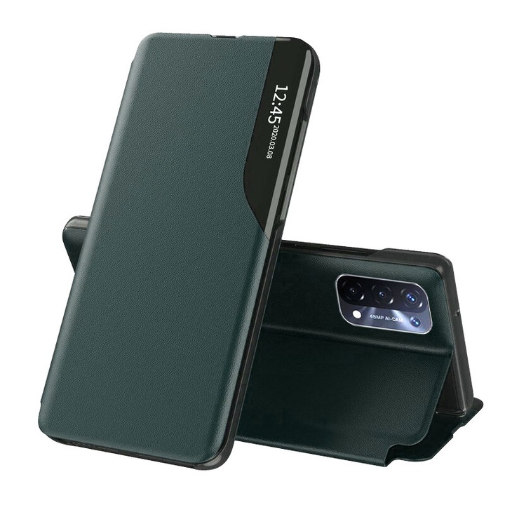 Oppo A54 5G / A74 5G / OnePlus Nord N200 5G tok - Techsuit eFold sorozat - sötétzöld