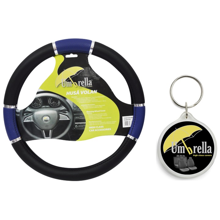Set Husa Volan Lux Albastru 37-39 Cm cu Breloc Umbrella