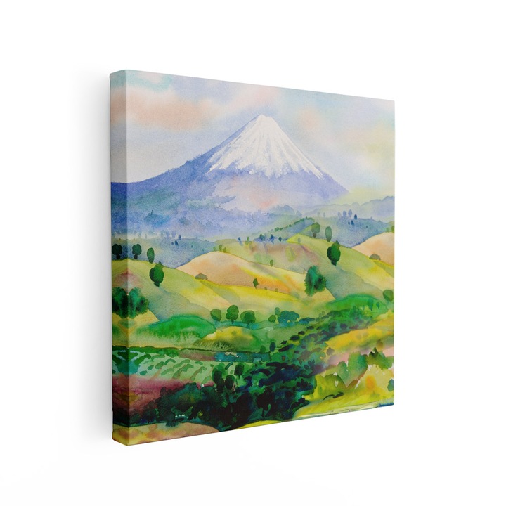 Tablou Canvas Peisaj Muntele Fuji, Multicolor, 500 x 500 mm, pentru dormitor, living sau hol