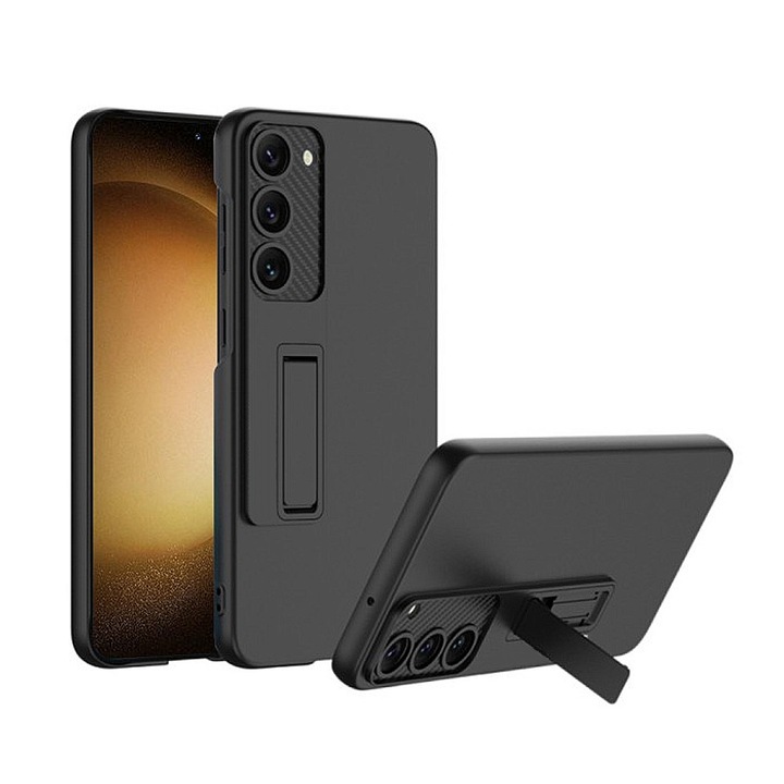 Husa de TPU pentru Samsung Galaxy S23 Plus, Fiber Carbon, Perfect Slim Fit, Optim Solution, Negru