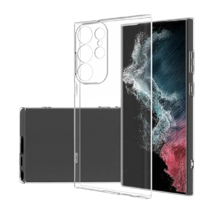 Husa silicon transparent antisoc protectie camera compatibila cu Samsung S23 Ultra Transparent