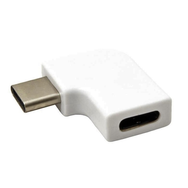 Adapter USB-C dugasz USB-C anya, 90 fok, fehér