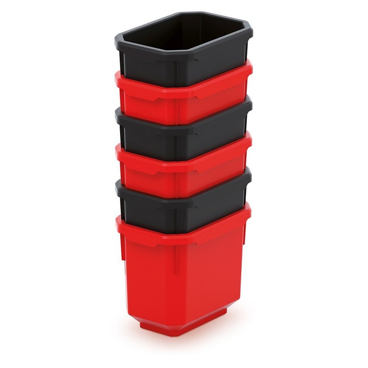 Prosperplast, Titan Box, 6 db-os szerszámosláda készlet, 110x75x263mm, műanyag, piros/fekete