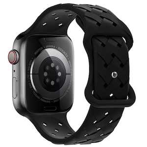 Curea silicon Hoco Flexible Bamboo compatibila cu Apple Watch 1/2/3/4/5/6/SE/7/8, 42/44/45/49mm, Negru