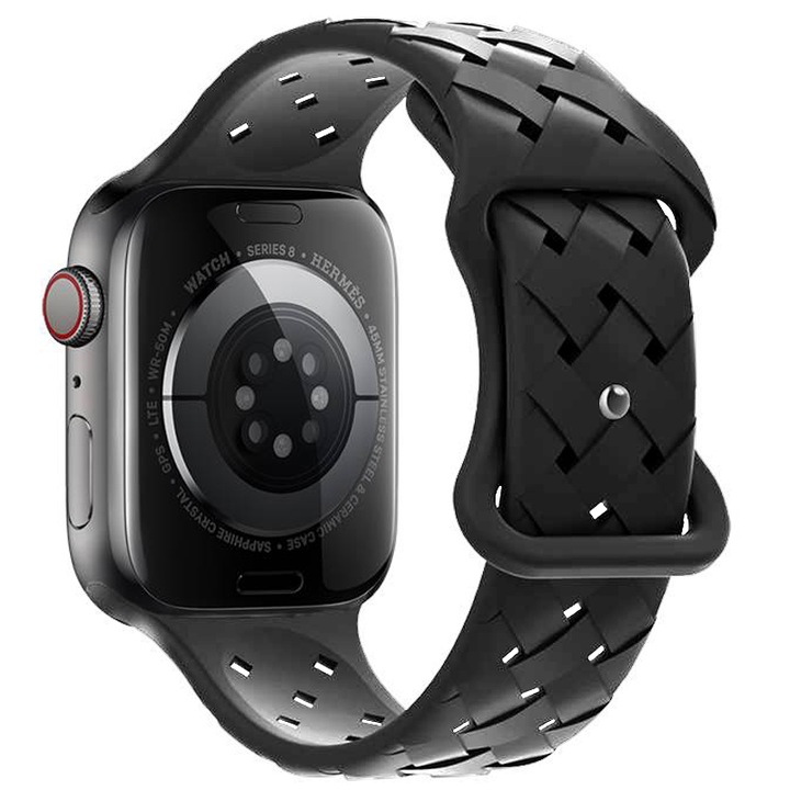 Curea silicon Hoco Flexible Bamboo compatibila cu Apple Watch 1/2/3/4/5/6/SE/7/8, 42/44/45/49mm, Gri