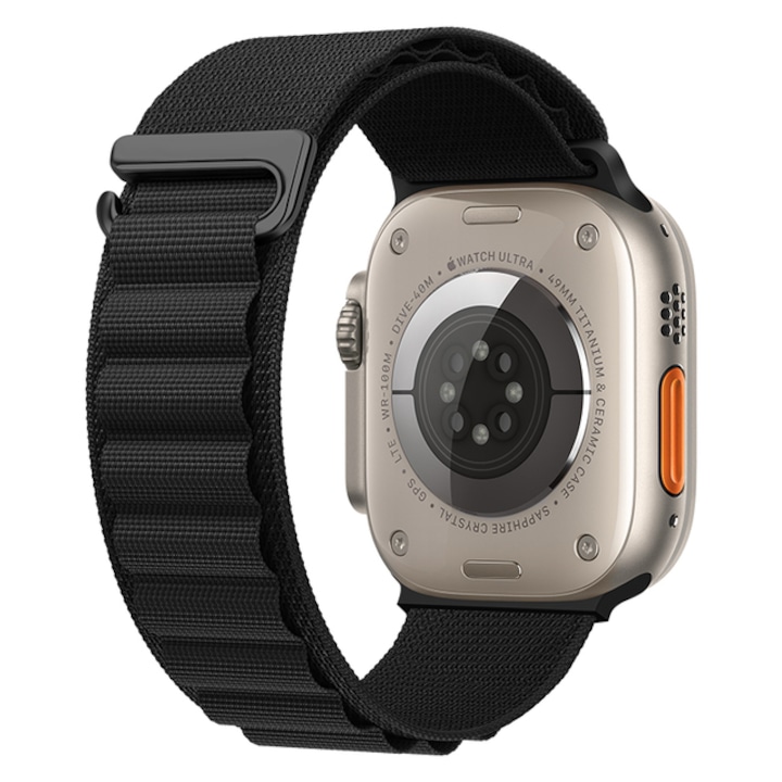 Hoco Alpine Loop szilikon szíj kompatibilis az Apple Watch 1/2/3/4/5/6/SE/7/8, 42/44/45/49mm, fekete
