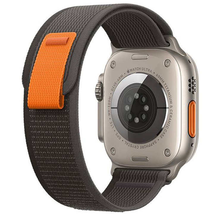 Каишка Hoco Nylon Strap, Силиконова, Съвместима с Apple Watch 1/2/3/4/5/6/SE/7/8, Черен/Сив, 42/44/45/49 мм