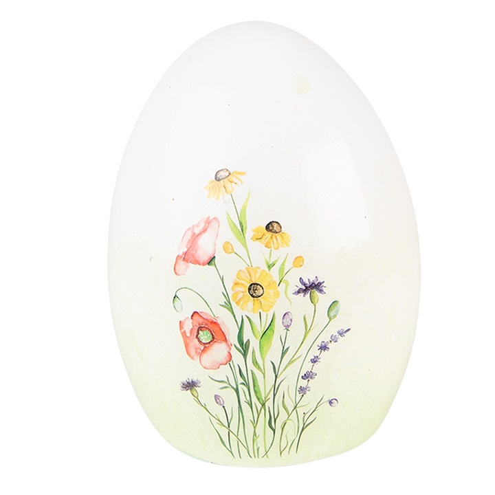 Бяло керамично великденско декоративно яйце 10х10х14см