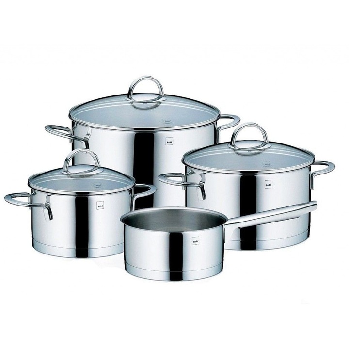 3 edény készlet, Kela, Rozsdamentes acél, Edény/3xfedő, Ezüst