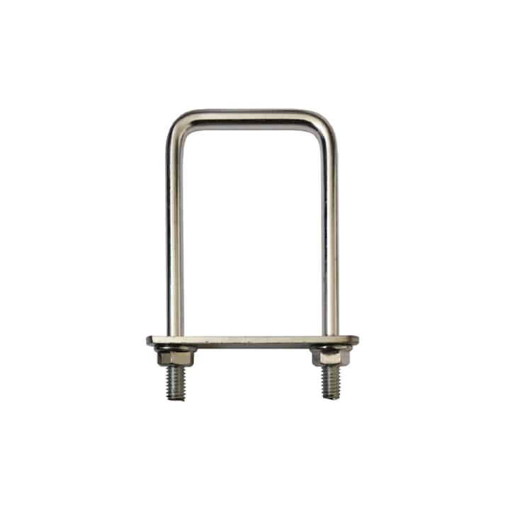 Set 10 x Brida Otel Rotund, 120 x 80 mm, Tip U, pentru Fixare Panouri Gard, Stalp Rectangular, Zincat