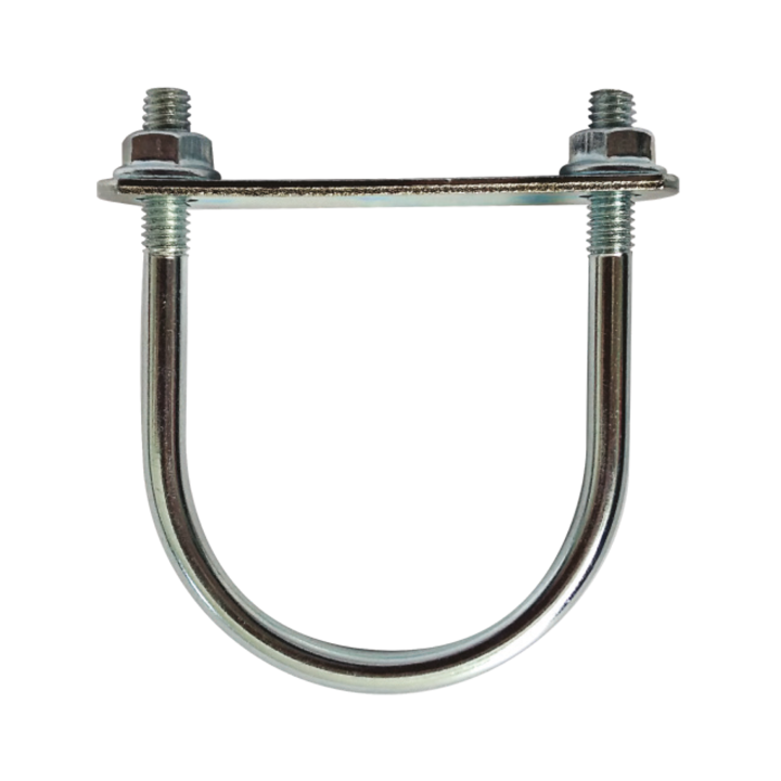 Set 25 x Brida Otel Rotund 48.3 mm Tip U pentru Fixarea Panourilor de Gard pe Stalpi Rotunzi, Vopsit Zincat