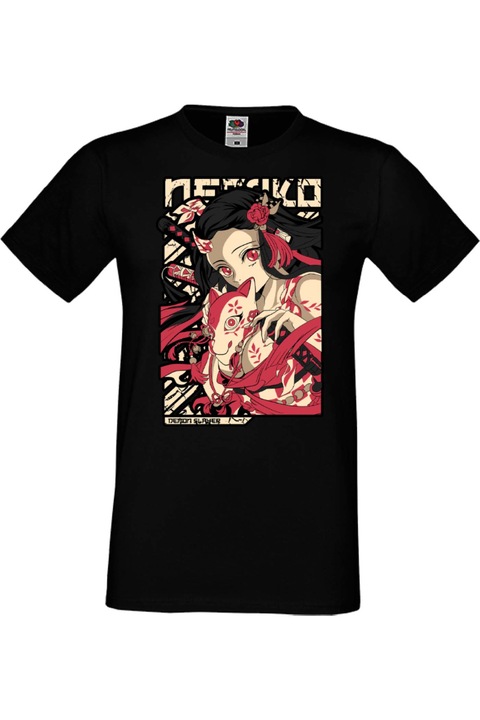 Férfi póló anime manga japan animation comics demon slayer nezuko kamado tanjiro akaza shinobi kocho Demon Slayer Nezuko Kamado 04, Fekete