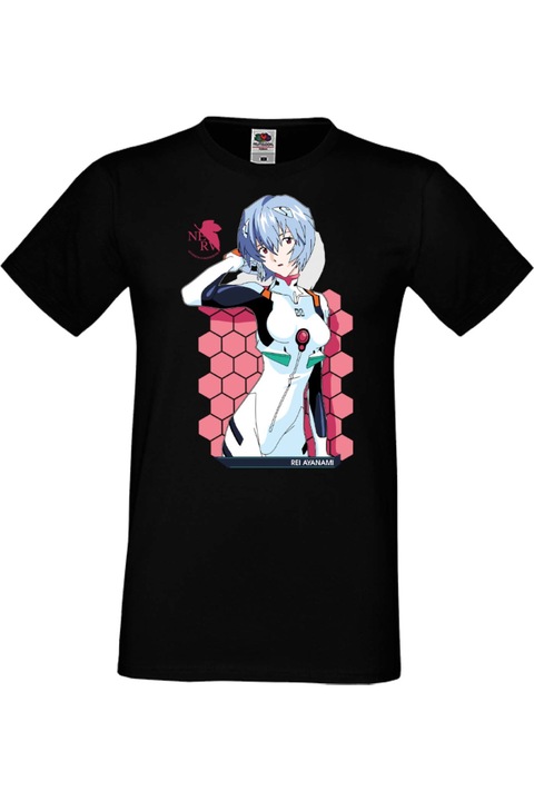 Férfi póló anime manga japan animation comics neon genesis evangelion asuka rei maria iscariot eva mecha robots Neon Genesis Evangelion Rei Ayanami 02, Fekete