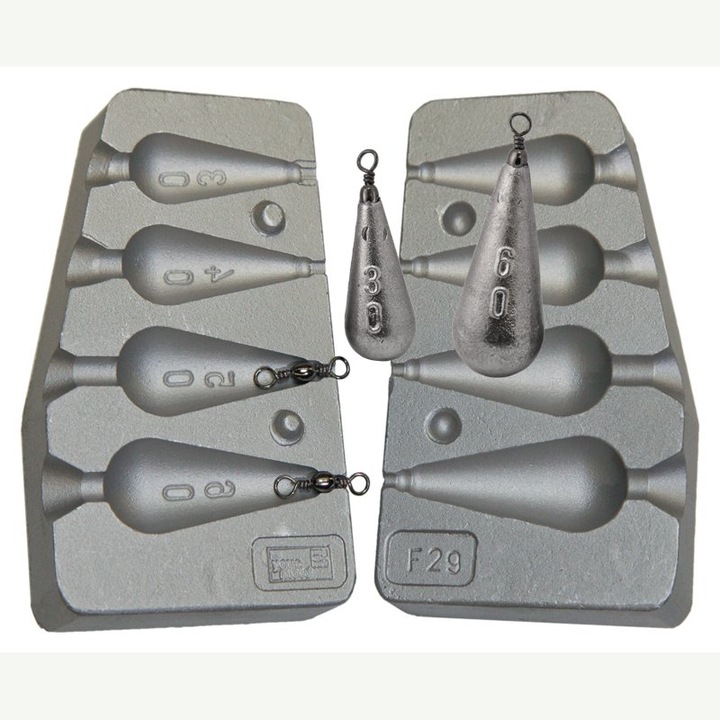 Matrita de plumb pescuit 4 monturi in forma de para 30-40-50-60 grame, Aluminiu