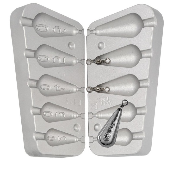 Matrita de plumb pescuit, 5 monturi in forma de para cu pivotant, 20-30-40-50-60 grame, Aluminiu