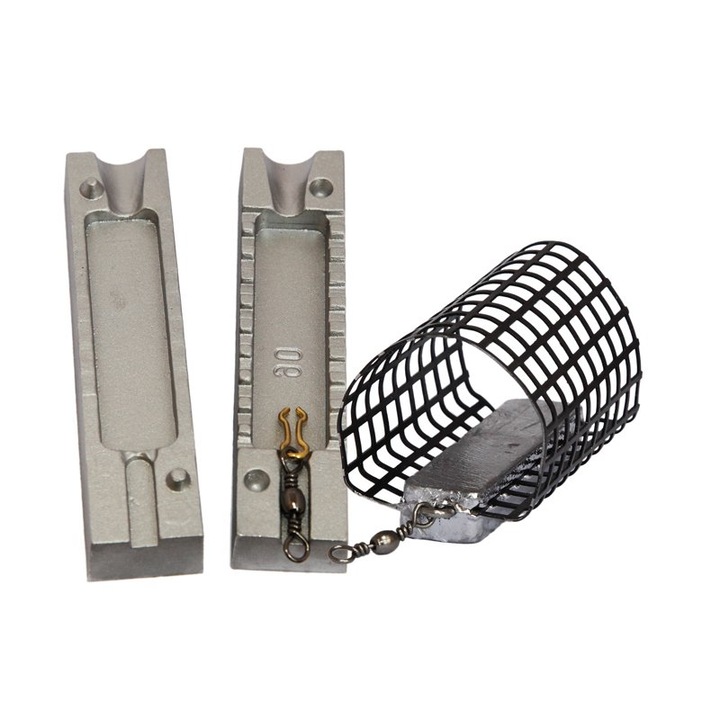 Matrita de plumb pescuit singur monturi feeder cos 90 grame, Aluminiu