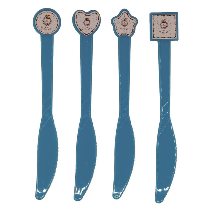 Set 8 cutite pentru petrecere, La multi ani, Albastru,16 cm