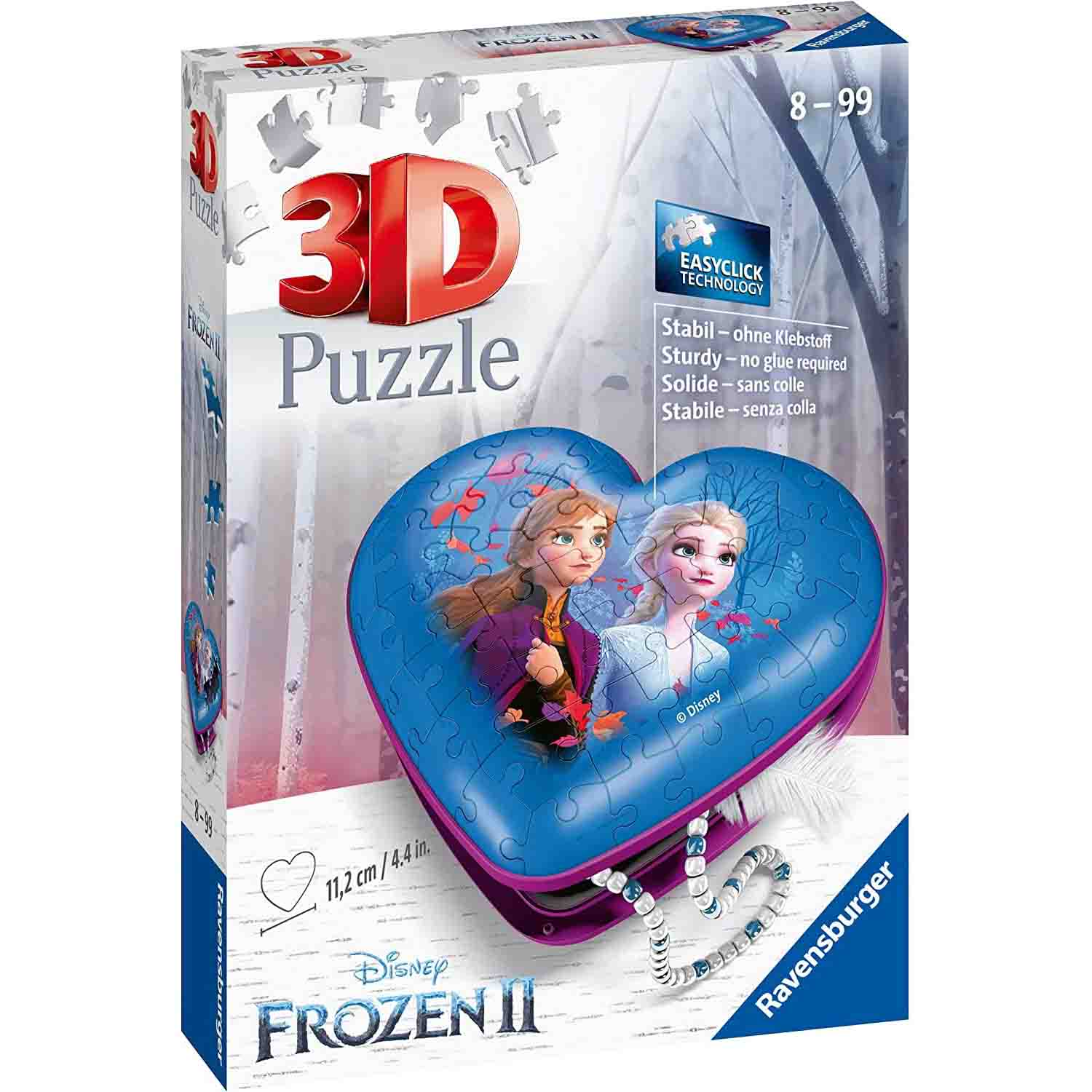 Puzzle 3D Ravensburger - Cutie in forma de inima, Disney Frozen, 216 piese