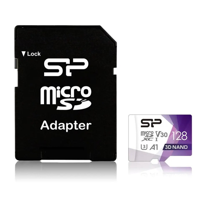 Card de Memorie microSDXC 128GB, UHS-I Class 10 + SD Adaptor