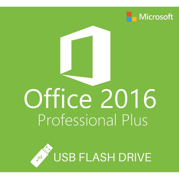 Софтуерен пакет Microsoft Office 2016 Professional Plus, 32/64 бита, USB 3.2, 32 GB, Многоезичен