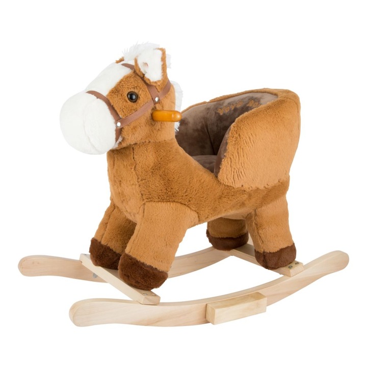Детски стол, люлеещ се, със звуци, Small Foot, модел кон, Plus/Wood, 1 година+, кафяв