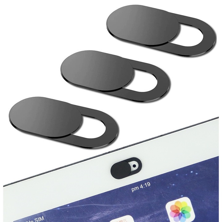 Webkamera vagy telefon/tablet kamera takaró készlet, 3 db, Fekete
