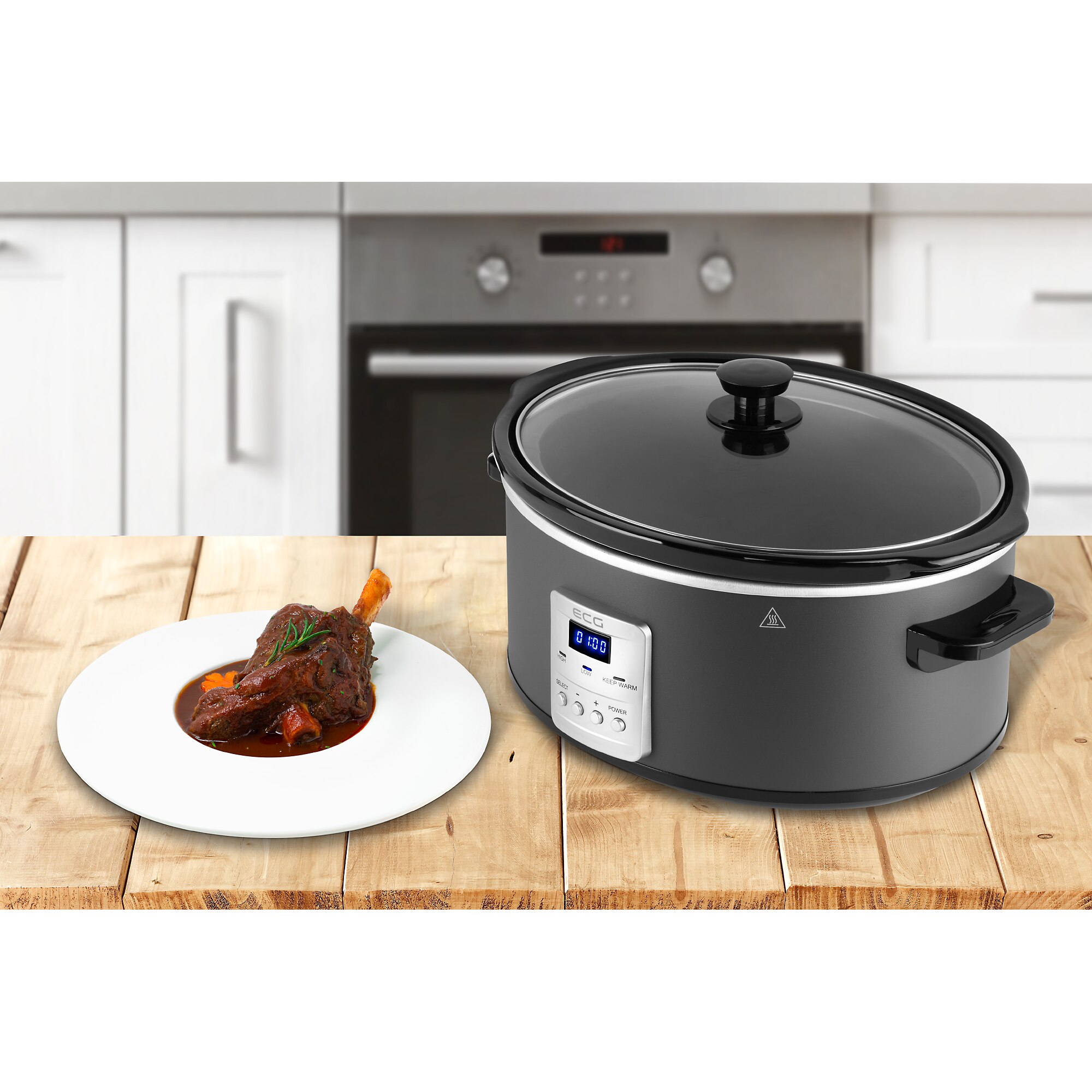Oala electrica Slow cooker ECG PH 6530 Master, 6.5 litru, 270 W, vas