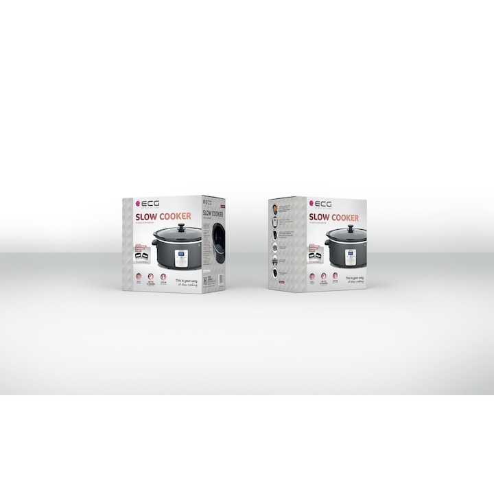Oala electrica Slow cooker ECG PH 6530 Master, 6.5 litru, 270 W, vas ceramic, afisaj LED