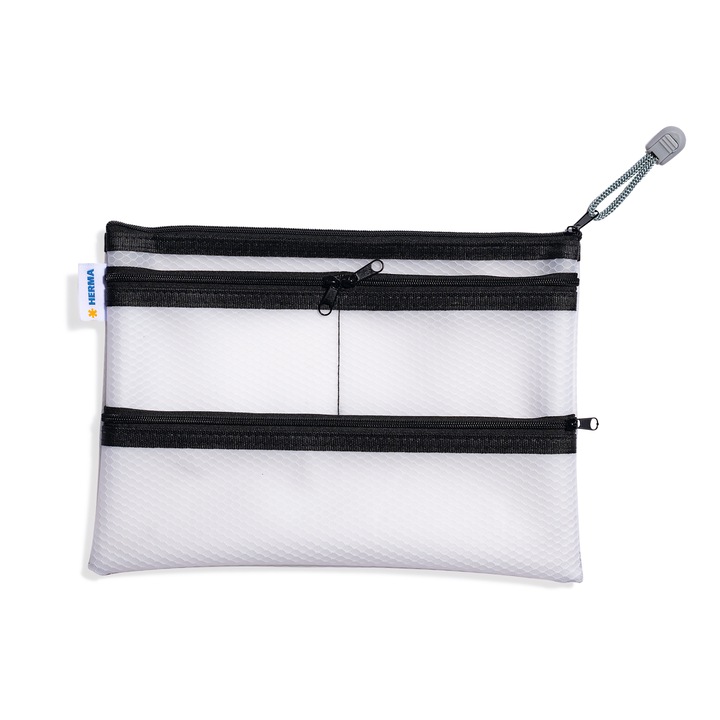 Gentuta A5, compartimentata, negru, cauciuc panzat, HERMA, H20295