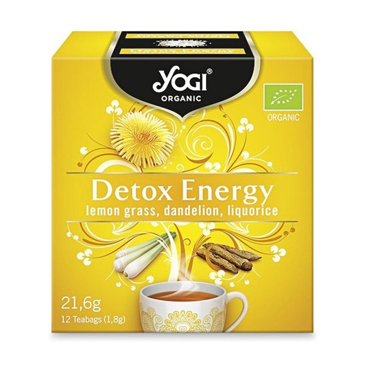 Set 2 x Ceai Bio Detoxifiant cu Lemongrass, Papadie si Lemn Dulce, Yogi Tea, 12 Plicuri, 21.6 g
