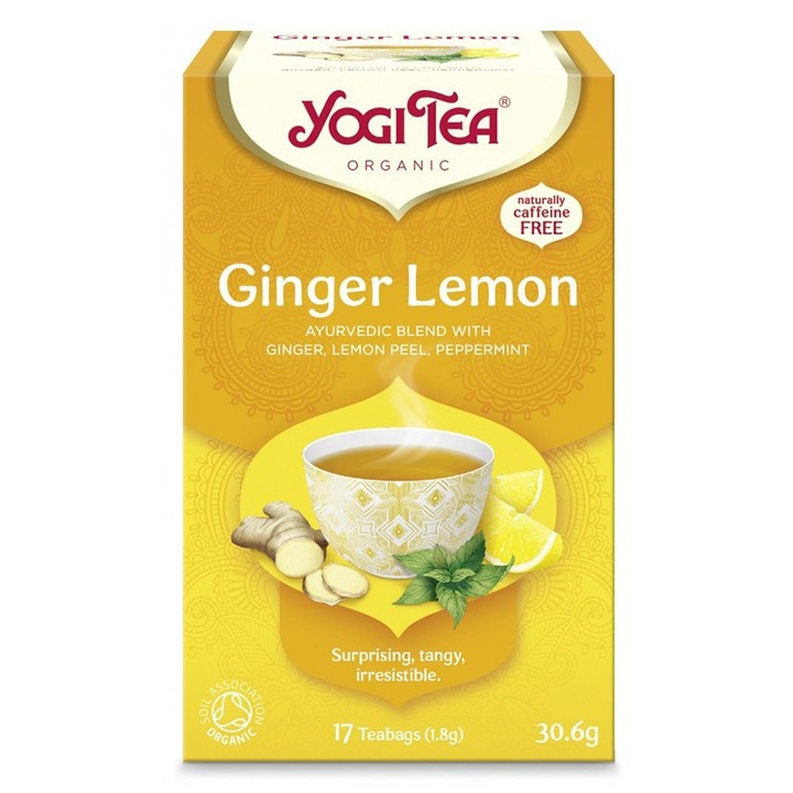 Set 2 x Ceai Bio Ghimbir si Lamaie, Yogi Tea, 17 Plicuri, 30.6 g